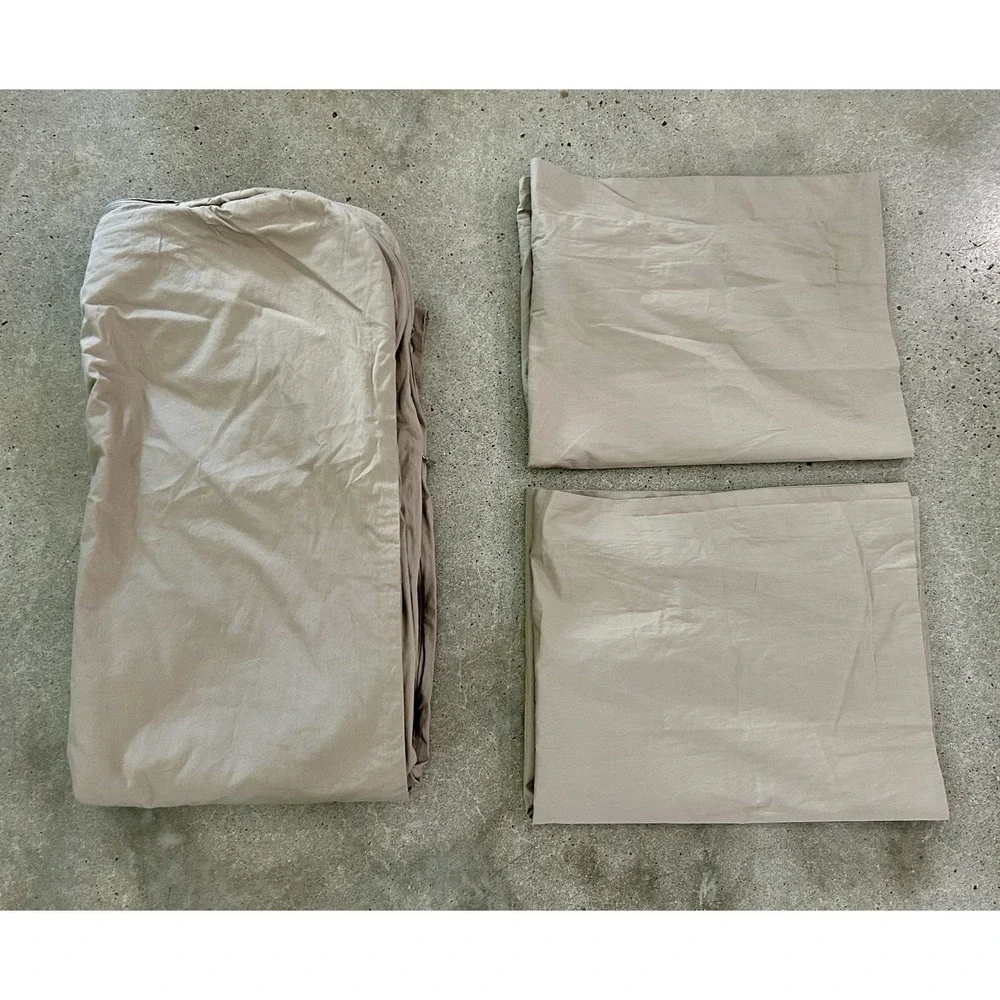 Doze Bedding Cotton Full Queen Duvet Cover & Shams Dune Khaki Tan